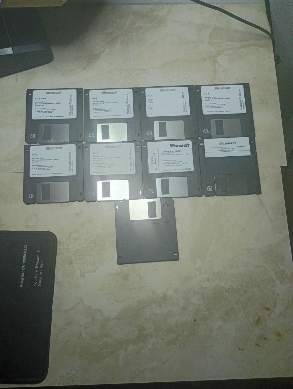 Microsoft Black 3.5" Floppy Disk Set with Labeled Install Disks